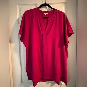 Jodifl Magenta Pink Dolman Sleeve V-neck Blouse